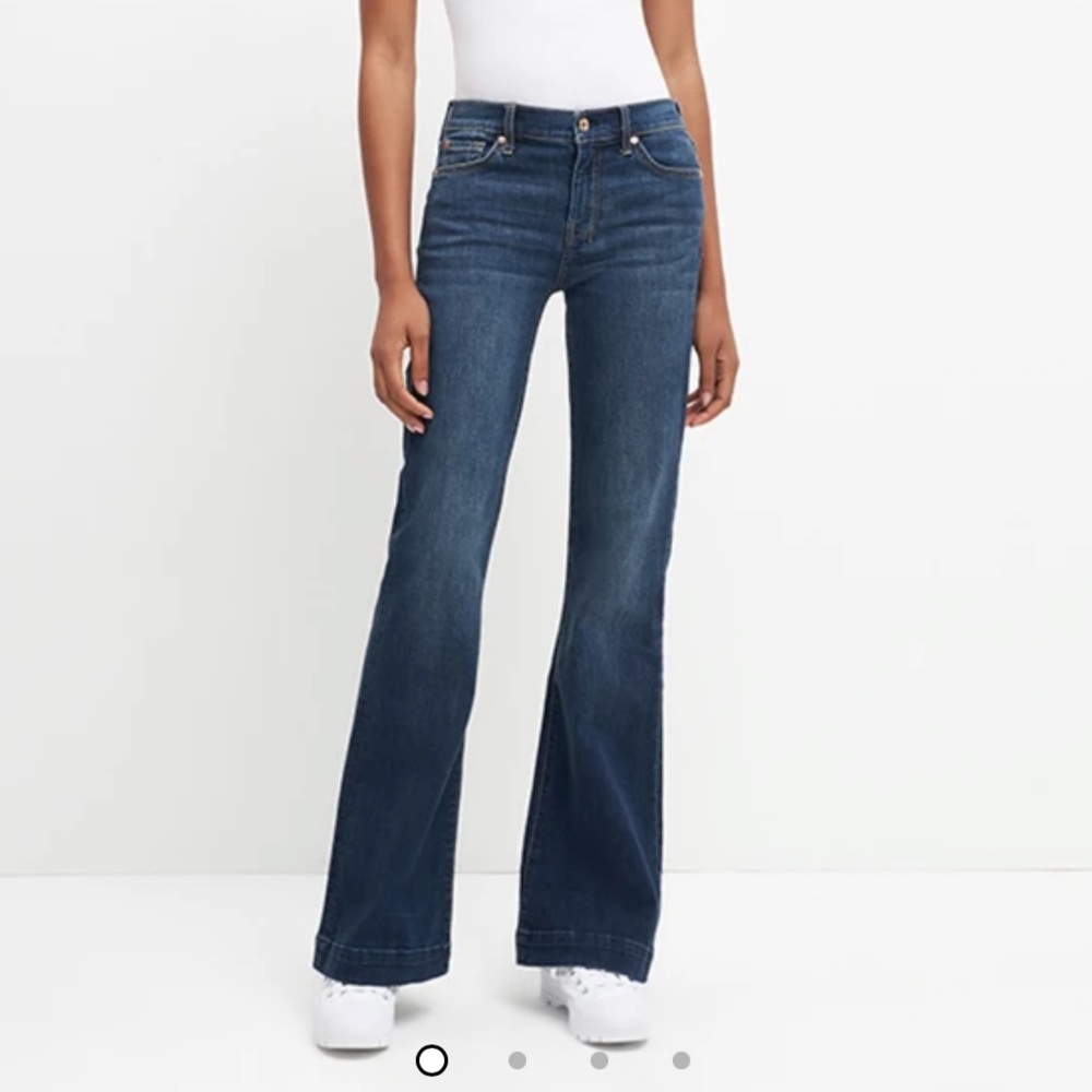 7For all Mankind Dojo Gold Stitch Flare Jeans